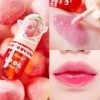 Pakivs 4Pcs Mini capsule Color Changing Lip Gloss Set,Peach Hydratant Color Changing Lip Glaze Longue Durée Natural Lip Tint 