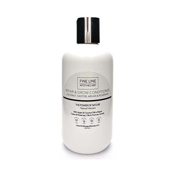 99% Naturel APRÈS SHAMPOING - RÉPARE ET POUSSE - COCO, RICIN, ARGAN & ROMARIN - 250 ml par Fine Line Apothecary. - Sans Sulfa