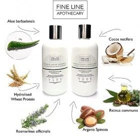99% Naturel APRÈS SHAMPOING - RÉPARE ET POUSSE - COCO, RICIN, ARGAN & ROMARIN - 250 ml par Fine Line Apothecary. - Sans Sulfa