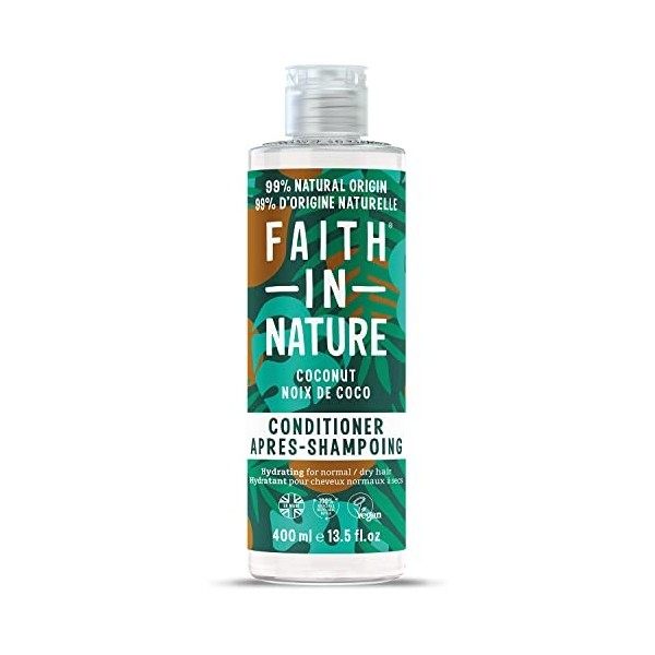 Après-shampooing Naturel à la Noix de Coco Faith in Nature, Hydratant, Vegan & Cruelty Free, Sans parabènes & SLES, Pour chev