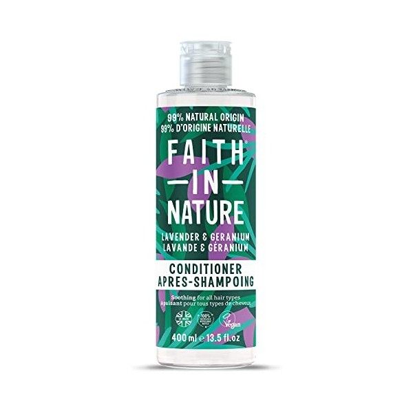 Après-shampooing Naturel Lavande & Géranium Faith in Nature, Apaisant, Vegan & Cruelty Free, Sans parabènes & SLES, Pour tout