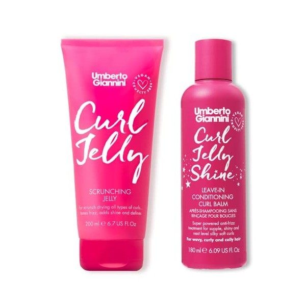 Umberto Giannini Curl Jelly Scrunching Jelly 200 ml et Curl Jelly Shine Duo après-shampoing sans rinçage 180 ml végétalien et