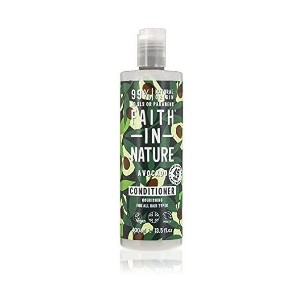 Faith in Nature Naturel Après-Shampoing Avocat, Nourrissant, Vegan et Respectueux des Animaux, Sans Paraben et Sans SLS, Pour