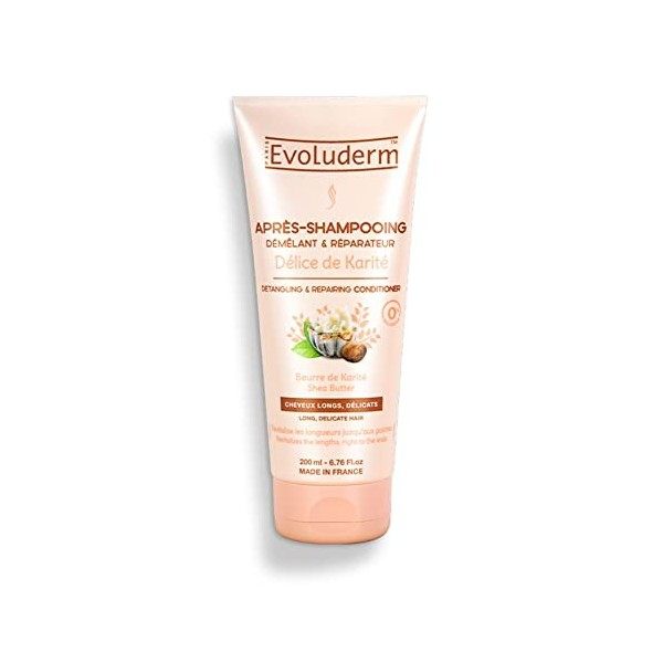 EVOLUDERM - Après-Shampoing Démêlant & Réparateur Délice de Karité -200 ml - Fabrication Française