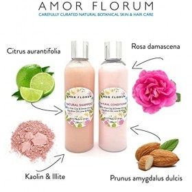 98,5% Naturel APRÈS-SHAMPOOING - COCO, ARGILE ROSE, AMANDE DOUCE, ROSE & CITRON VERT - 250ml par AMOR FLORUM Sans Sulfate, Sa