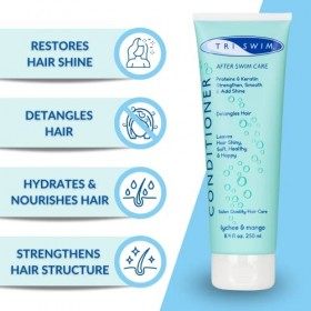 TRISWIM Hydratant Régénérant Après-shampooing Pour Les Nageurs | Nourrit fortement les cheveux abîmés par le chlore | Démêlag