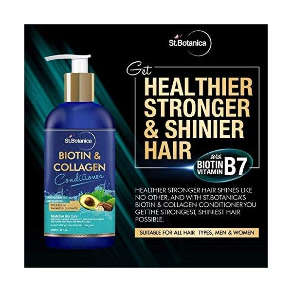 Glamorous Hub StBotanica Biotin & Collagen Hair Conditioner 300ml Pour des cheveux plus épais et plus sains avec Pro Vitamine