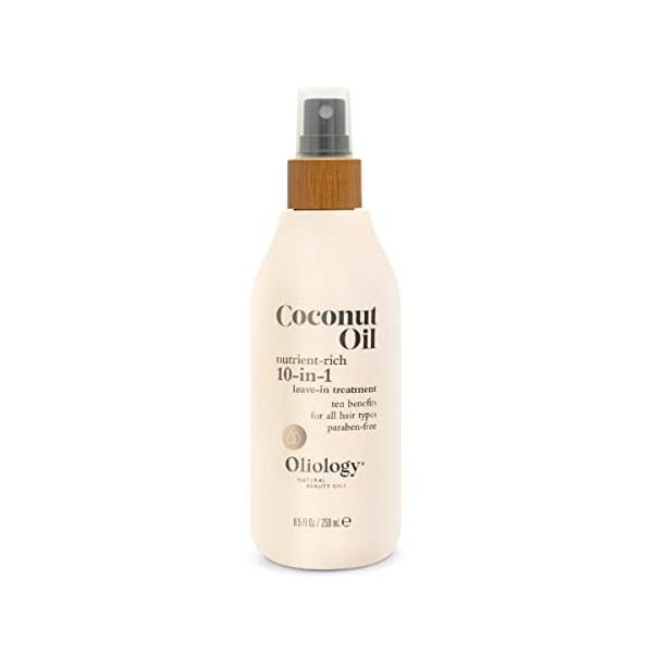 Oliology Spray polyvalent 10 en 1 à lhuile de noix de coco, traitement sans rinçage pour tous les types de cheveux, sans par