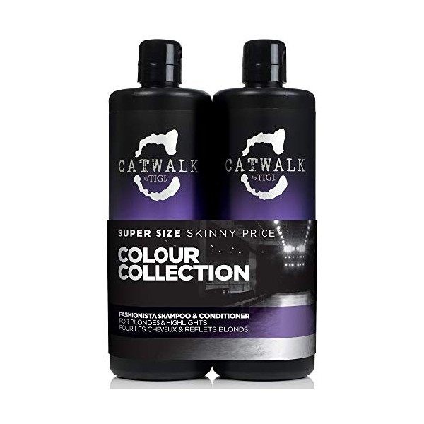 Catwalk by Tigi Fashionista Shampooing et après-shampooing violets pour cheveux blonds, lot de 2 x 750 ml