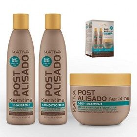 Kativa Post Alisado&nbsp;Kit Shampooing, après-shampooing et masque sans sel&nbsp;250&nbsp;ml