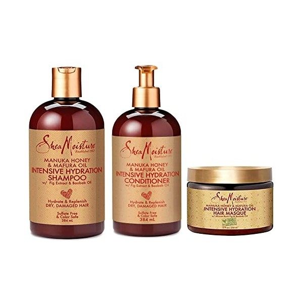 SheaMoisture Manuka Honey & Mafura Oil Intensive Hydration Combination Set – Includes 13 oz. Shampoo, 13 oz. Conditioner & 12