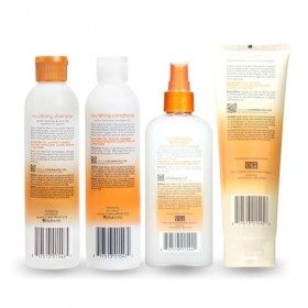 Lot de 4 soins capillaires doux - enfant/cheveux bouclés - shampoing/après-shampoing/démêlant/gel coiffant
