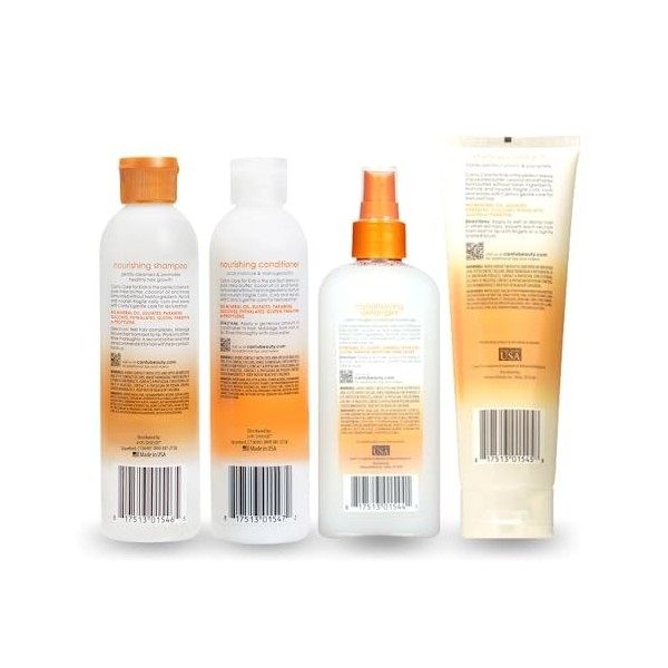 Lot de 4 soins capillaires doux - enfant/cheveux bouclés - shampoing/après-shampoing/démêlant/gel coiffant