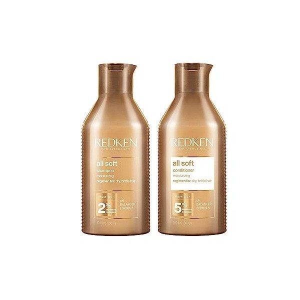 Redken, Shampoing Douceur & Après-Shampoing Nutritif pour Cheveux Secs & Cassants, Enrichi à lHuile dArgan, All Soft, 300 m