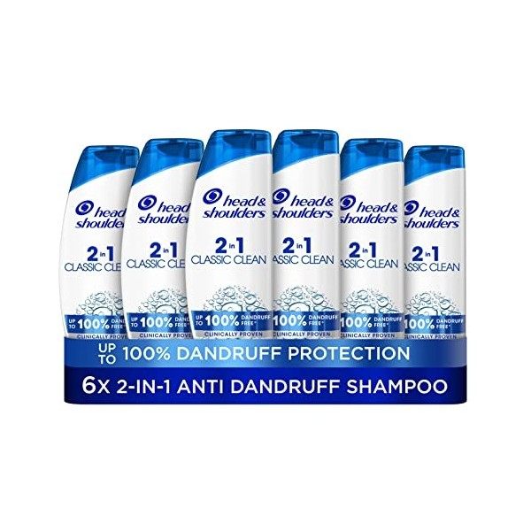 Head & Shoulders Shampooing et après-shampooing 2 en 1 Classic Clean 450 ml – Lot de 6