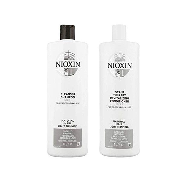 Nioxin System 1 Cleanser & Scalp Therapy DUO Set 33.8oz each by Nioxin [Beauty] English Manual 