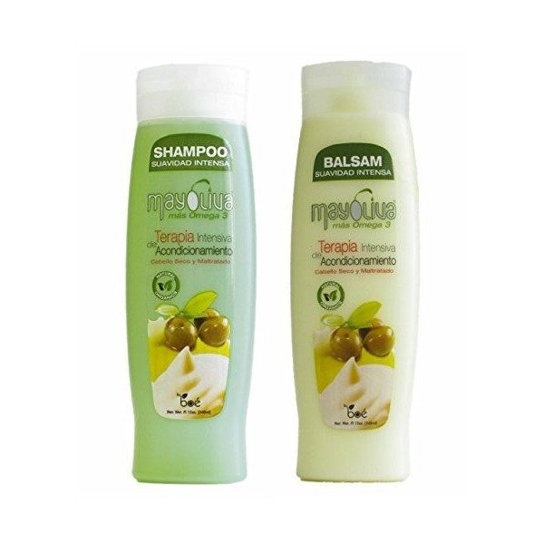 Mayoliva, ensemble de shampooing et d’après-shampooing à l’huile d’olive et à la mayonnaise pour cheveux, shampooing 325g, ap