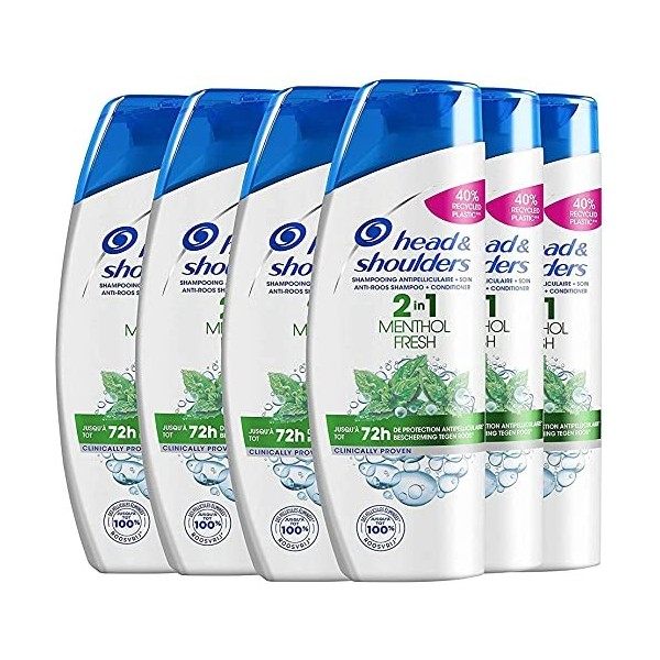 Head & Shoulders, Menthol Fresh 2en1 Shampoing et Après-shampoing Antipelliculaire, Nettoie profondément les Cheveux et le Cu