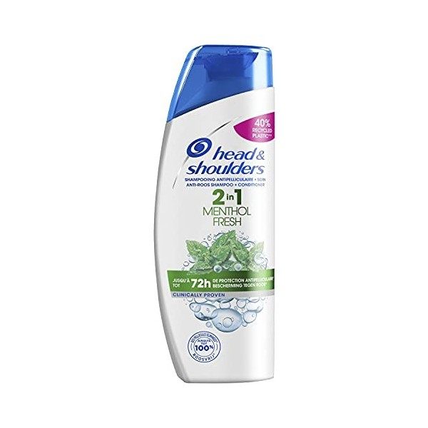 Head & Shoulders, Menthol Fresh 2en1 Shampoing et Après-shampoing Antipelliculaire, Nettoie profondément les Cheveux et le Cu