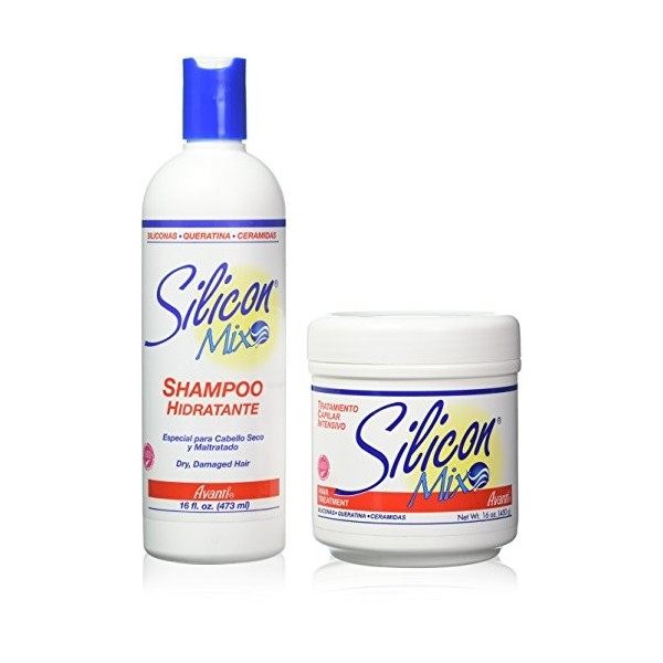 Coffret de traitement et shampooing Silicon Mix 16oz/450g - pour cheveux secs et abîmés, perruques, extensions de cheveux et 