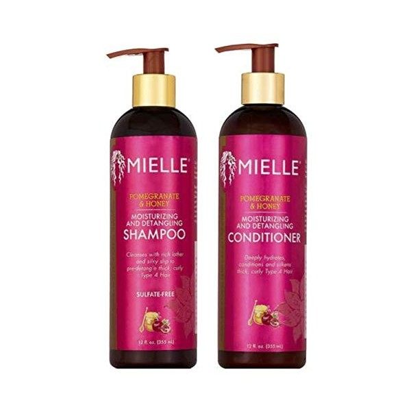 Ensemble shampooing et revitalisant hydratant et démêlant à la grenade et au miel Mielle 355 ml chacun 