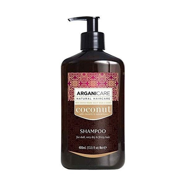 Duo Arganicare Shampooing Argan et Noix de Coco - 400 ml + Apres-Shampooing Argan/Noix de Coco 400 ml Set de 2 Produits 