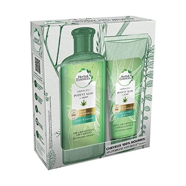 Herbal Essences Puissant Aloe Et Chanvre Coffret avec Shampoing Et Après Shampoing