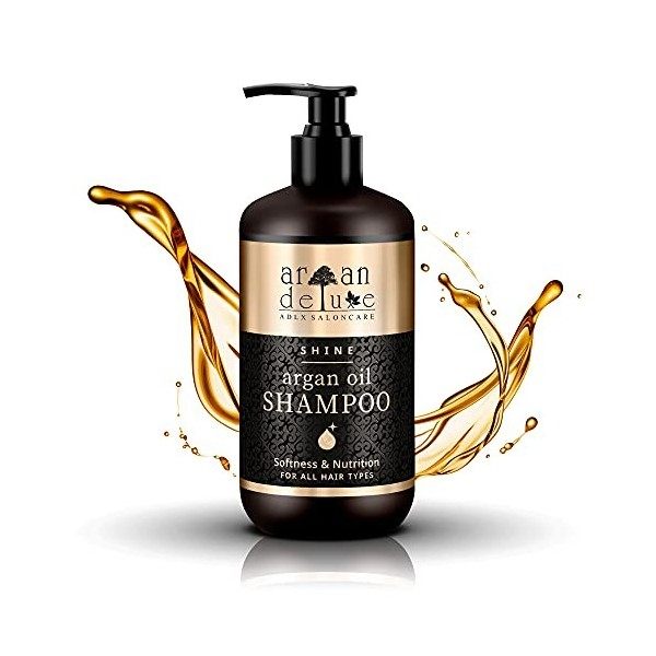 Shampooing Argan Deluxe pour femme et homme – Soin capillaire à l’huile d’argan pour cheveux secs, abîmés et lisses de qualit