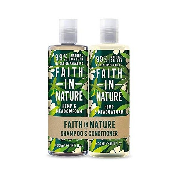 Faith in Nature Naturel Chanvre et Limnanthe Shampoing et Après-Shampoing, Réparateur, Végan, et Respectueux des Animaux, San