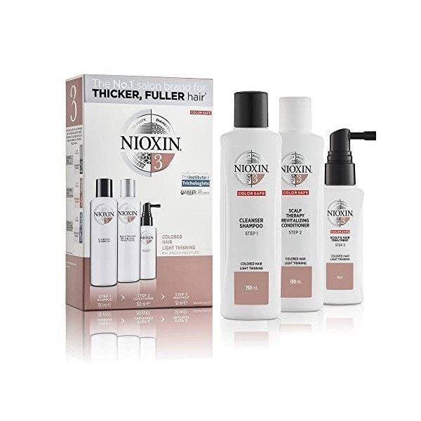 Nioxin System 3 - Kit chute légère des cheveux pour plus de volume - Cheveux colorés et fins 150+150+50ml