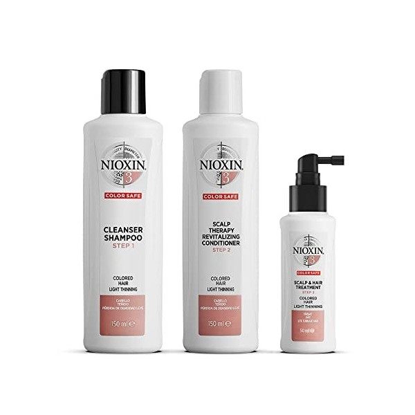 Nioxin System 3 - Kit chute légère des cheveux pour plus de volume - Cheveux colorés et fins 150+150+50ml