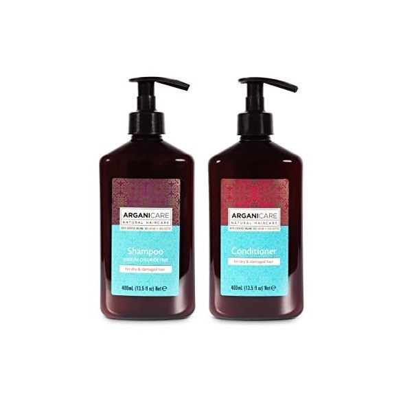 ARGANICARE - Duo Nourrisant et Hydratant à lhuile dArgan - Shampooing 400ml + Après-shampooing 400ml