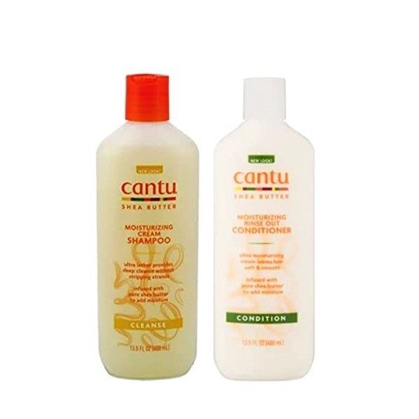 Cantu Moisturizing Cream Shampoo 13.5 oz & Moisturizing Rinse Out Conditioner 13.5 oz by Cantu
