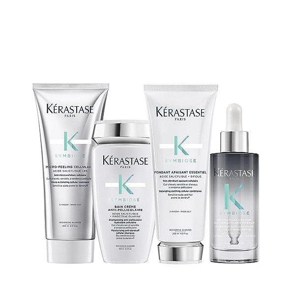 Kérastase, Symbiose, Routine Anti-pelliculaire pour Cuirs Chevelus Secs & Sensibles, Sans Sulfate, Micro Peeling Cellulaire +