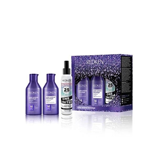 Redken - Coffret Trio Neutralisant Color Extend Blondage & One United pour Cheveux Blonds Méchés et Décolorés - Shampoing + A