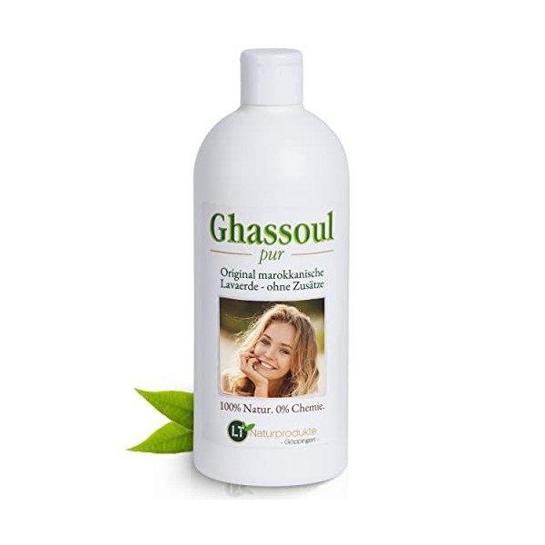 Kit de soin bio pour cheveux avec lavade/Ghassoul marocain très fin – Soin doux sans produits chimiques : 500 ml de mélange d