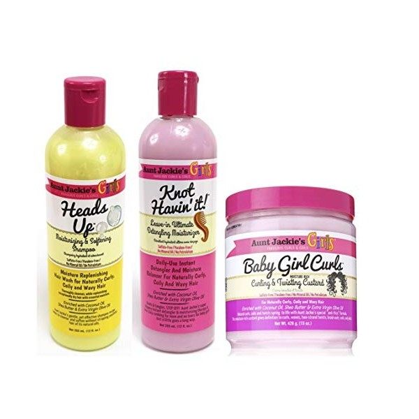 Aunt Jackies Girls! - Lot de 3 soins capillaires pour fille - cheveux bouclés/crépus - soin/nettoyant/hydratant