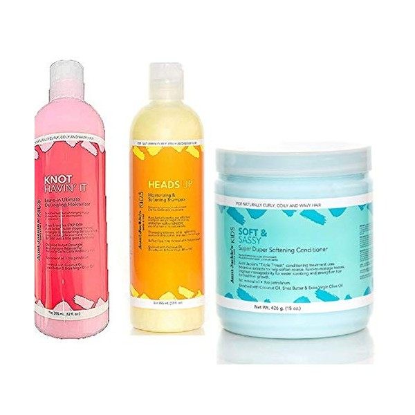 Aunt Jackies Filles! Nettoyer, état & Hydrater Trio Set Produits pour filles avec Fabuleux Boucles & Ruban