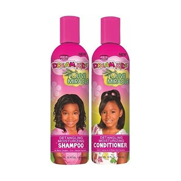 African Pride Dream Kids Olive Miracle Shampoing hydratant et après-shampoing démêlant - 355 ml