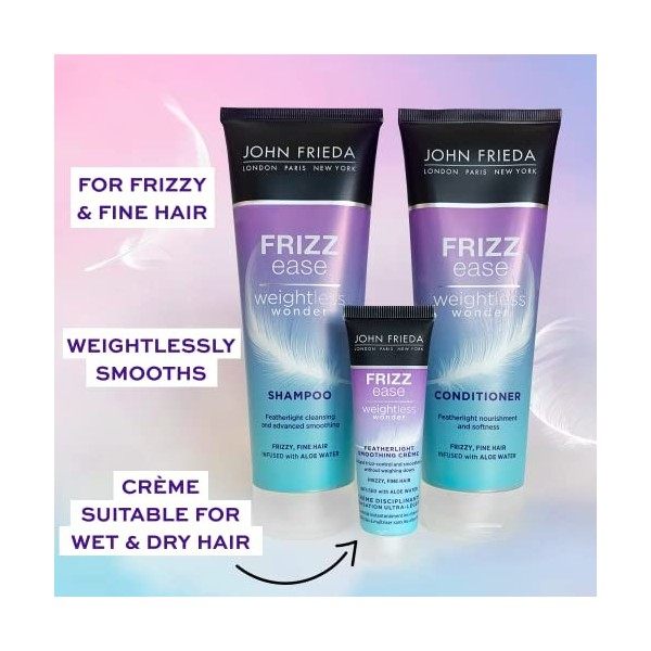 John Frieda Frizz Ease Weightless Wonder Coffret cadeau pour cheveux fins frisottis 2 x 250 ml shampooing/après-shampoing et 