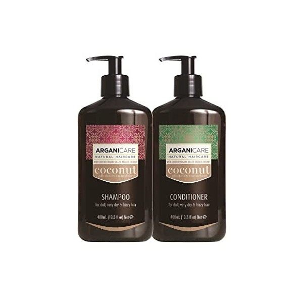 ARGANICARE - Duo Ultra Nourrissant à lhuile de Coco - Shampooing 400ml + Après-shampooing 400ml