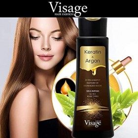 Visage Shampoo 250ml + Conditioner 250ml avec de la kératine biomimétique et de lhuile dargan |Hydratant et nourrissant | H
