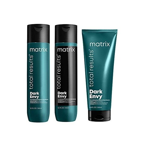 Matrix | Trio Dark Envy | Shampoing + Après-Shampoing + Masque | Pour Cheveux Colorés | Neutralise Des Reflets Rouges + Brill