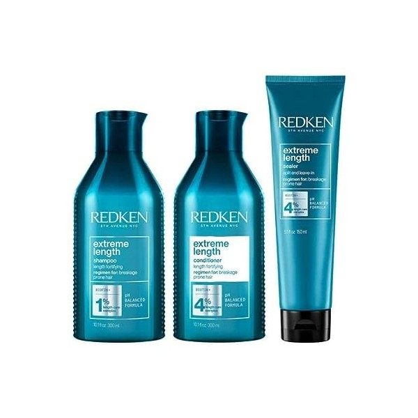 Redken Shampoing Extreme Long 300 ml, après-shampoing 300 ml et scellant 150 ml