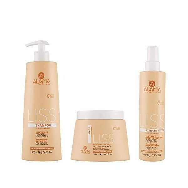 ALAMA Kit cheveux extra lisse SHAMPOO + masque + spray | IDRATANT ET NUTRIENT