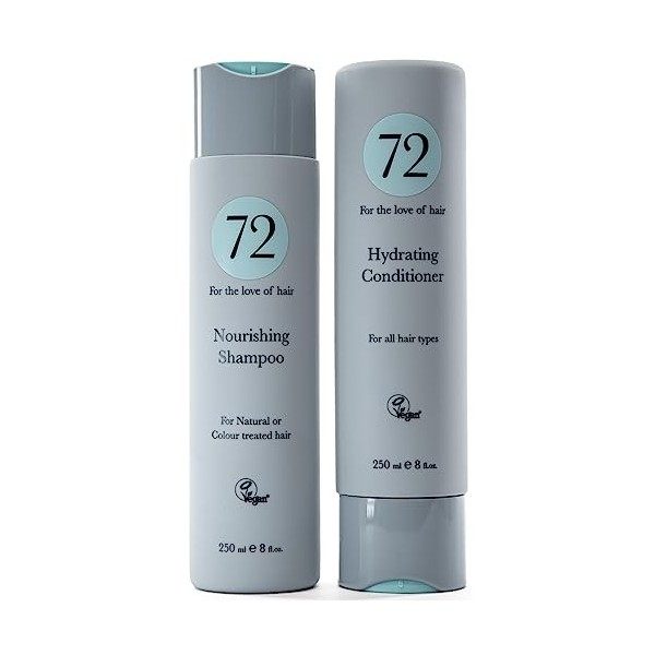 72 Hair Duo nourrissant, ensemble de shampooing et après-shampooing libre de cruauté et végan, 500 ml