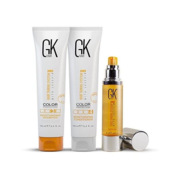 GK HAIR Global Keratin Moisturizing Shampoo and Conditioner Sets 3.4 Fl Oz/100ml with Anti Frizz Serum Argan Oil 1.69 Fl O