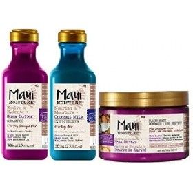 Maui Moisture Revive & Hydrate Lot de 3 après-shampoings au beurre de karité nourrissant et hydratant 385 ml et masque capill