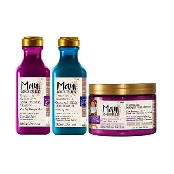 Maui Moisture Revive & Hydrate Lot de 3 après-shampoings au beurre de karité nourrissant et hydratant 385 ml et masque capill