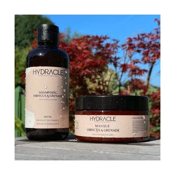 HYDRACLE - Duo Shampoing & Masque Cheveux Colorés Hibiscus & Grenade - Protection Couleur - 97,6% dOrigine Naturelle - Sans 